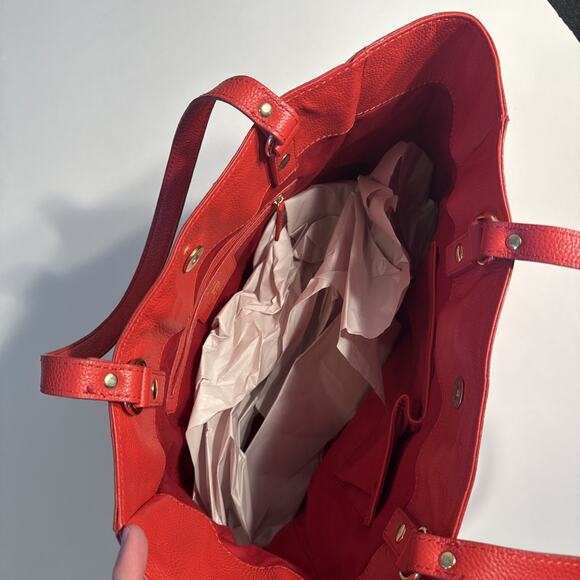 Letizia Large Red Tote Bag Purse, Spacious Shoulder Shopper, 17” Wide Xmas - Picture 8 of 8